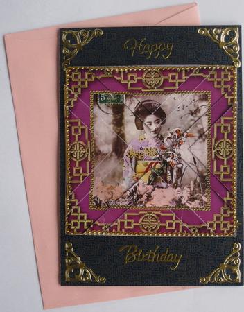 Oriental Garden Girl Lace Mini 4in Triangle Stacker by Wynona Oneil
