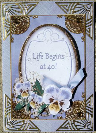 Blue Pansy Life Begins at 40! Oval 7x5in Step by Step by Wynona Oneil