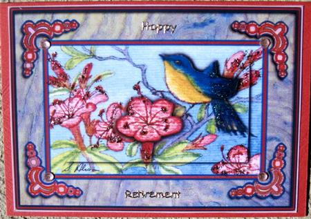 Softly in Springtime Bluebird & Flowers with 3D Effect by Wynona Oneil