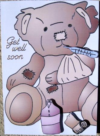 Brown Get Well Soon Fred Bear Topper Sheet by Wynona Oneil