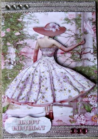1950's Pink Petals Lady Decoupage by Wynona Oneil