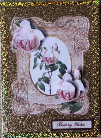 Pink Rose on an Ornate Frame with Decoupage by Wynona Oneil