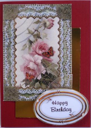 Pink Butterfly Rose Gold Lace 7x5inch Duo Corner Stacker by Wynona Oneil