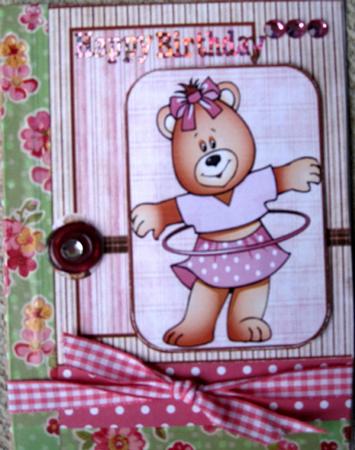 Hula Hoop Bear Card with a Topper and Decoupage by Wynona Oneil
