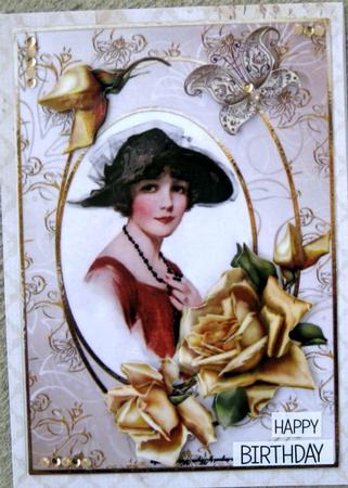 Lady in the Black Hat with Decoupage by Wynona Oneil