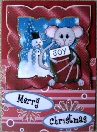 Christmas Mouse of Joy Card with Decoupage by Wynona Oneil