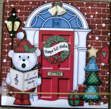 3D Singing Teddy Ed Xmas Door Countdown Animated Card by Wynona Oneil