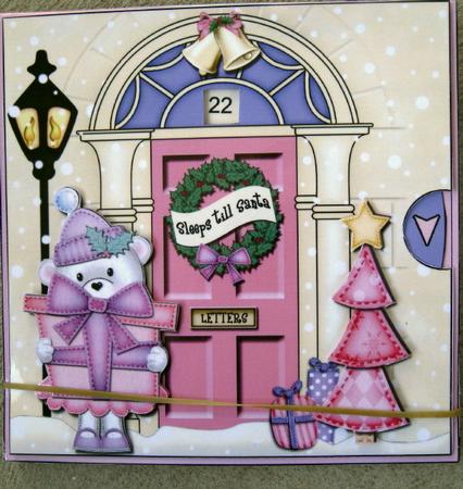 3D Teddy Tess's Present Xmas Door Countdown Animated Card by Wynona Oneil