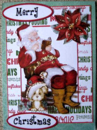 Santa in His Chair with a Little Puppy by Wynona Oneil
