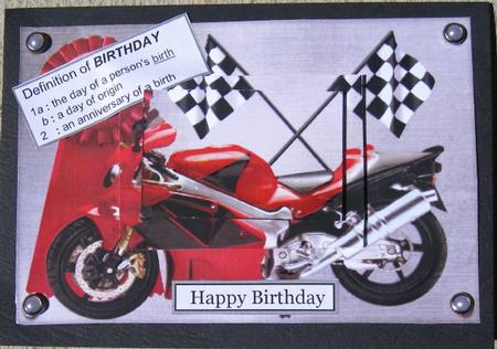 Red Motorbike Pyramid Card by Wynona Oneil