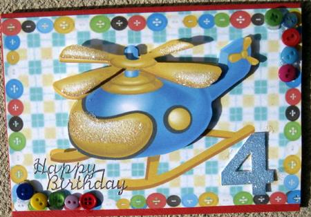 Blue & Yellow Child's Helicopter by Wynona Oneil
