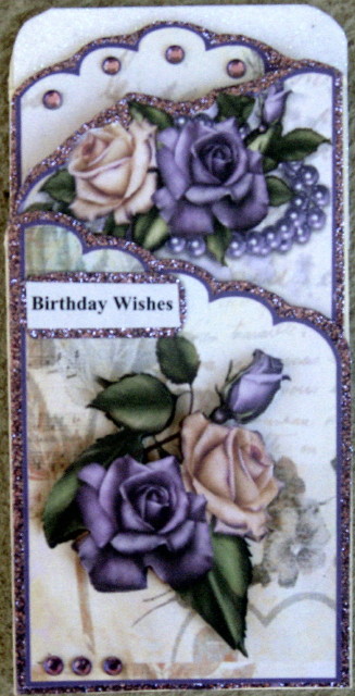 Pretty Cream/lilac Roses Cascading Card by Wynona Oneil