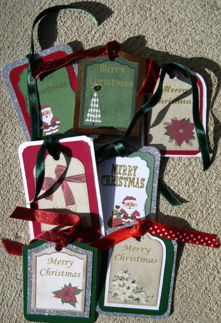 Set of 9 Christmas Tags 1 by Wynona Oneil