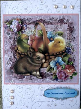 Lovely Easter Chick and Bunny Guarding the Eggs  by Wynona Oneil
