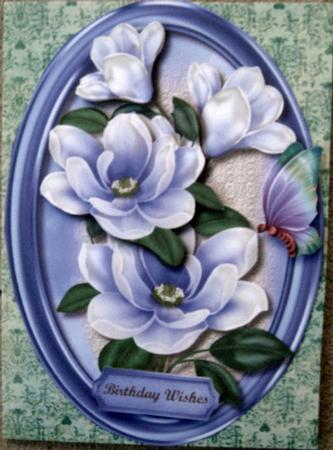 Beautiful Lilac Magnolias in a Oval Frame  by Wynona Oneil