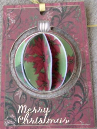 Red Poinsettia 3D Floral Bauble Mini Card Front Kit by Wynona Oneil
