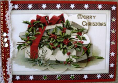 Christmas Gift Box with Holly Scalloped Pyramid by Wynona Oneil