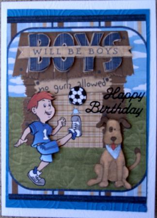 Boys Love Football Card with Decoupage by Wynona Oneil