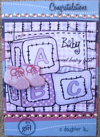 8 x 8 New Baby Girl Scalloped Corner Topper by Wynona Oneil