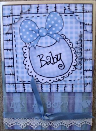 8 x 8 New Baby Boy Scalloped Corner Topper by Wynona Oneil