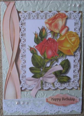 Beautiful Mixed Roses on a Geometric Board  by Wynona Oneil