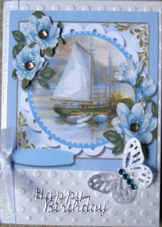 Lovely Blue Magnolias and a Water Scene  by Wynona Oneil