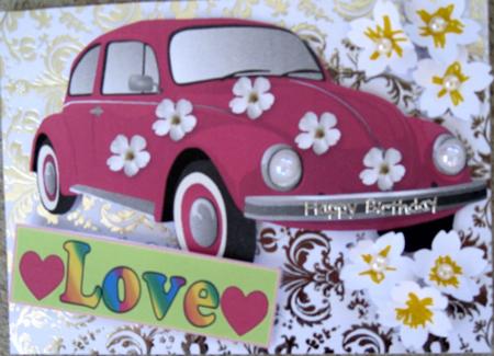 Pink Hippy Herbie Shaped Car by Wynona Oneil