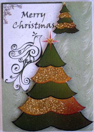 Swirly Dove and Christmas Tree Card Cut and Fold Card 3 by Wynona Oneil