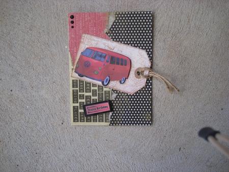 Camper Van Birthday Card Front by Wynona Oneil