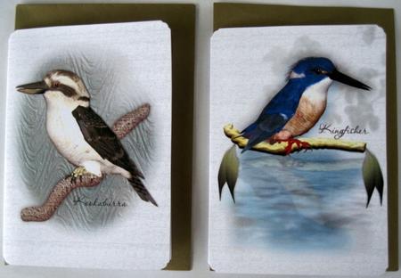 Australian Kookaburra and Kingfisher Notelet by Wynona Oneil
