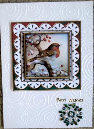 Red Robin 1 Anglaise 5in Quad Corner Stacker Card Front by Wynona Oneil
