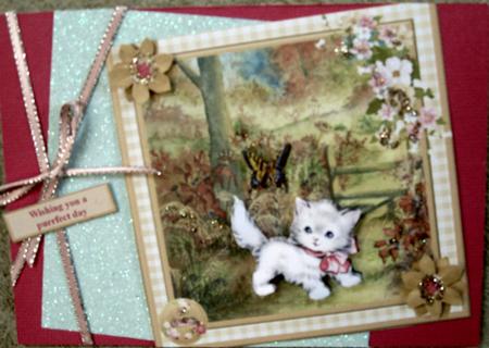 Cute Kitten Scene Card Topper & Decoupage by Wynona Oneil