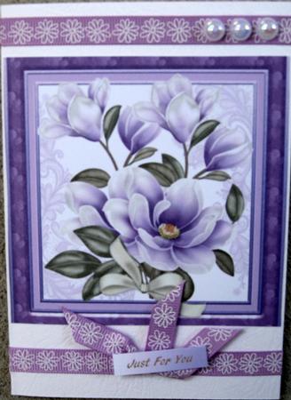 Lovely Lilac Magnolias on Lace  by Wynona Oneil