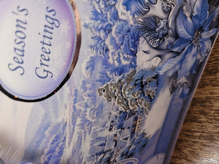 Christmas Monochrome Blue - Snowy Village 8x8 by Yana Pritchard