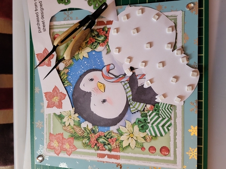 7x7 Penguins Candy Cane by Yana Pritchard