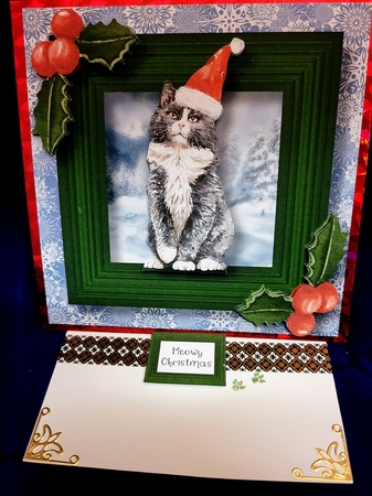 Meowy Christmas Cat - Norwegian Forest 8x8 by Yana Pritchard