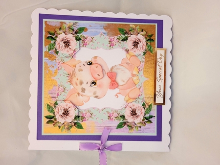 3 Cute floral piglet card front/toppers by Yana Pritchard