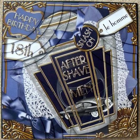 Blue Aftershave 18th Birthday 8in Round Corner Stacker Kit by Yvonne Benton