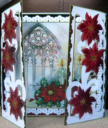 Candle Window Red Fancy Swirl Gatefold Card & E Kit by Yvonne Benton