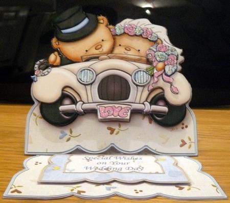 Wedding Car Bears Easel Card Kit & Decoupage by Yvonne Benton