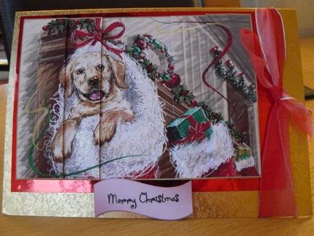 Puppy in a Stocking Side Stacker by Yvonne Benton
