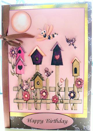 Birds in My Garden in Pink by Yvonne Benton