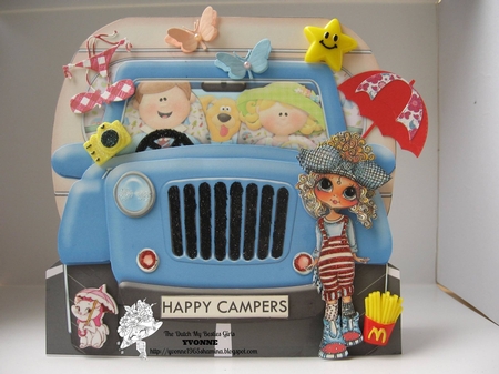 Caravan & Jeep 3D Shaped Tent Card Kit by Yvonne Krijgsman