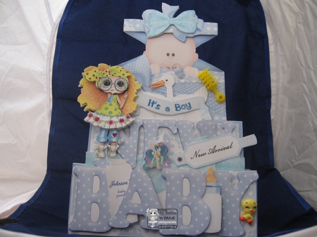 New Baby Boy - Large Shaped Card by Yvonne Krijgsman