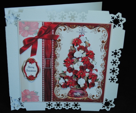Poinsettia Christmas Tree Card Front With Decoupage by Yvonne Middleton