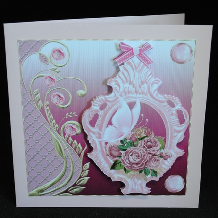 3 Pink rose framed card fronts/toppers by Yvonne Middleton