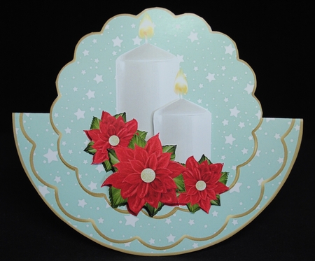 Christmas candles & poinsetia rocker card by Yvonne Middleton
