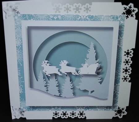 Christmas Faux Papercut Santa & Sleigh No Flowers by Yvonne Middleton