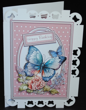 Blue Butterflies Decoupage 5x7 card topper #3 by Yvonne Middleton