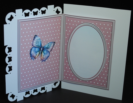 Blue Butterflies Insert#5 Blank Pink/lavendar background by Yvonne Middleton
